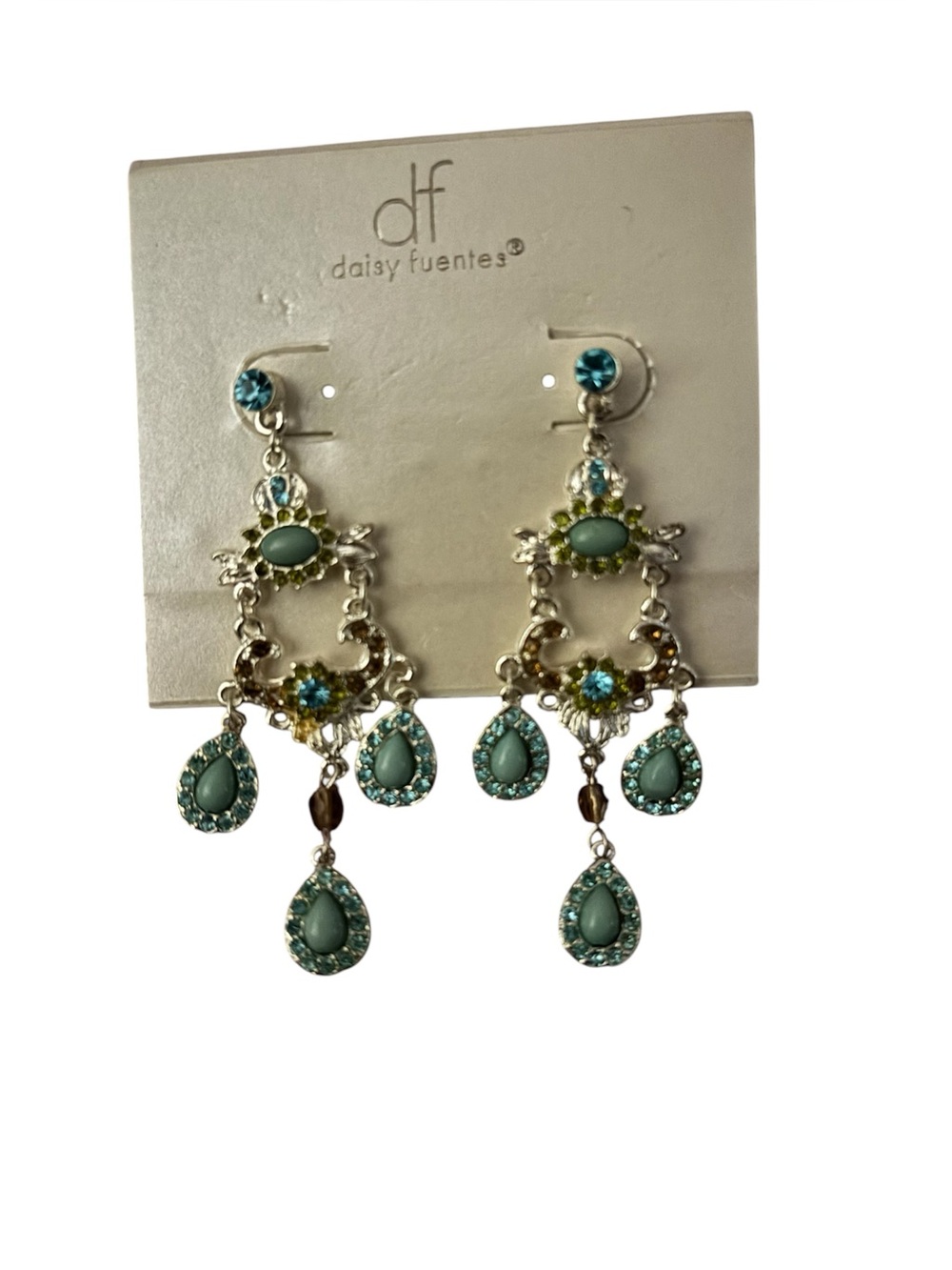 Daisy Fuentes Teal and Aqua Multi-Drop Chandelier Earrings